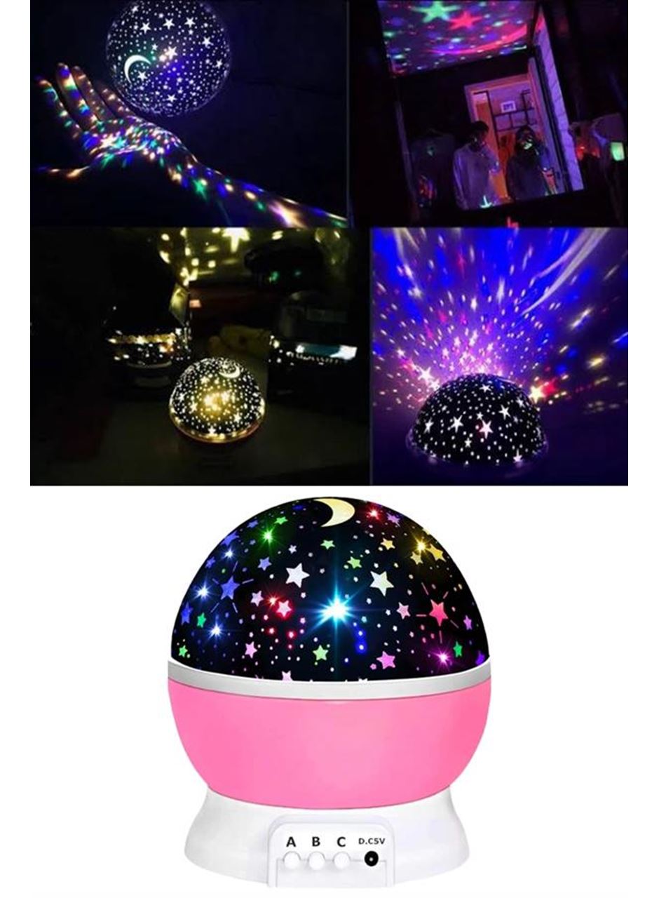 Yıldızlı Gece Lambası Mor Projeksiyon Görünümlü Masa Lambası Renk Değiştirebilen