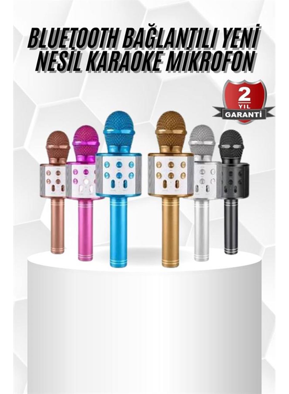 Karaoke Mikrofon Bluetooth Bağlantılı Aux Girişli Uzun Pil Ömrü Yüksek Ses Kaliteli