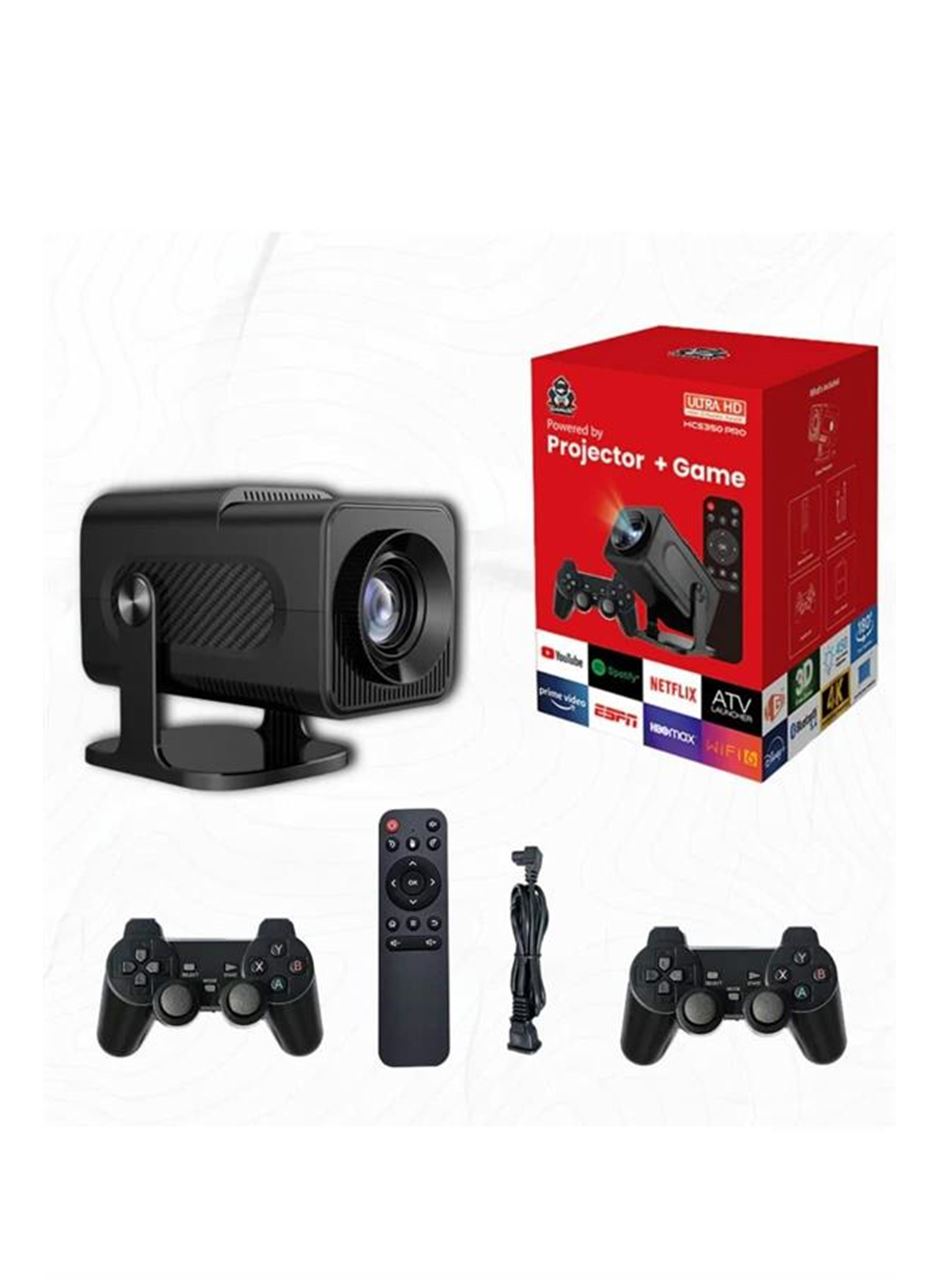 Android Projeksiyon Siyah Taşınabilir Sinema Projektörü 4k 1080p Ev Sineması Bluetooth