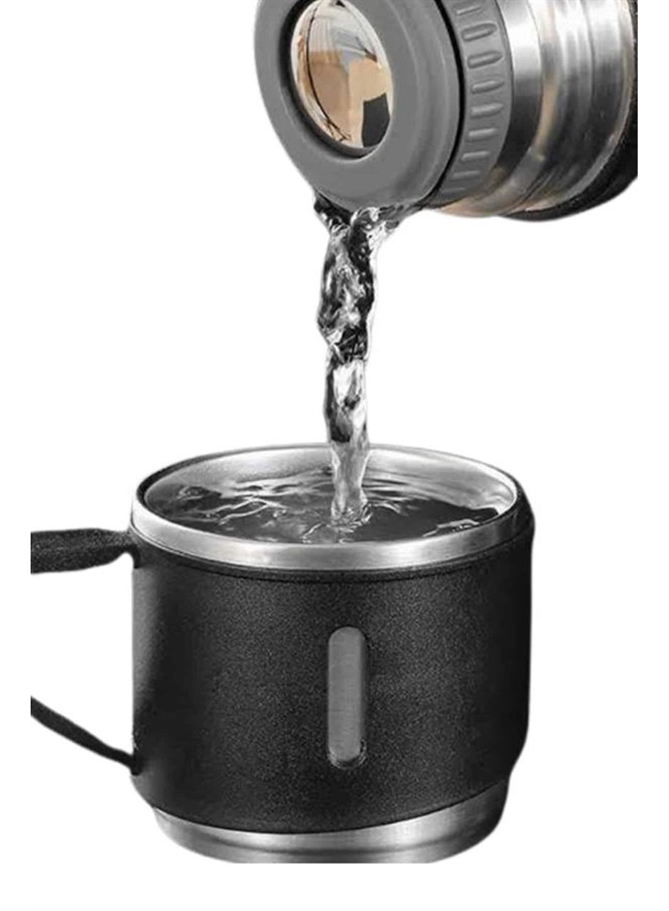 Termos Seti Paslanmaz Çelik 3 Bardaklı Vakumlu Termos Set 500 Ml 12 Saate Kadar Isı Koruma