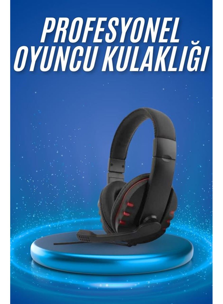Oyuncu Kulaklığı Kulak Üstü Kablolu Stereo Mikrofonlu Yumuşak Kulak Yastığı