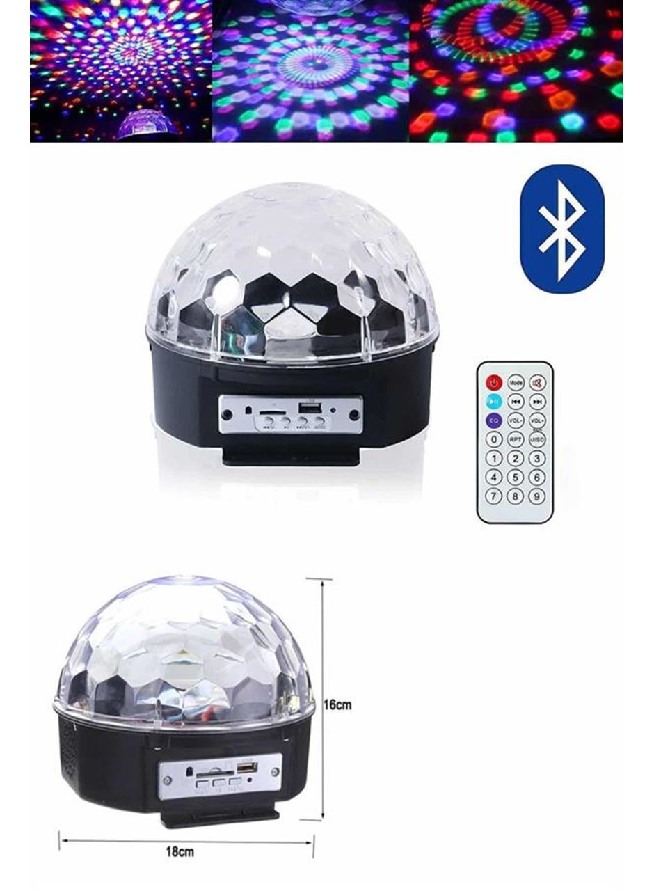 Küre Disko Topu Müzik Çalar Renkli Lazer Işıklı Bluetooth Disko Parti Işığı Kumandalı