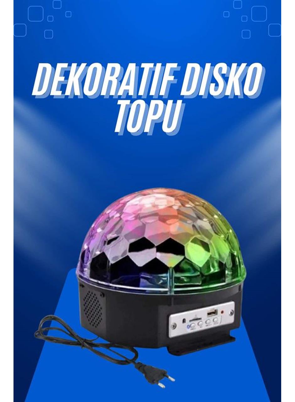 Küre Disko Topu Müzik Çalar Renkli Lazer Işıklı Bluetooth Disko Parti Işığı Kumandalı