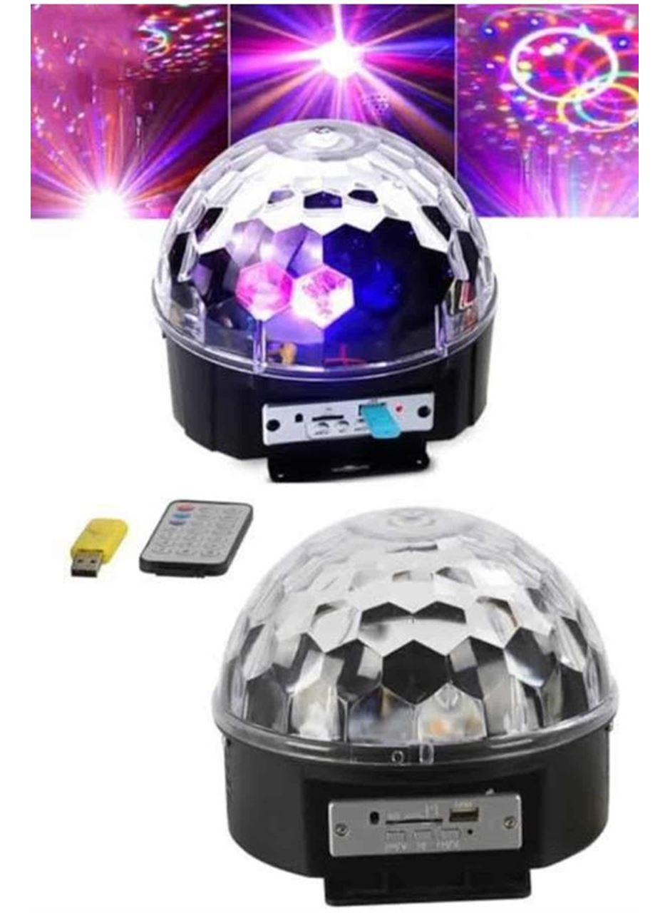 Led Işık Disko Topu Bluetooth Hoparlörlü USB Müzik Çalar Kumandalı