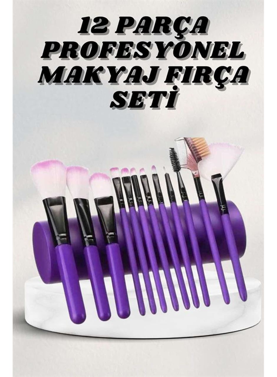 Makyaj Fırçası 12 Parça Set Yumuşak Uçlu Göz Makyajına Uygun Hafif ve Taşınabilir Çanta