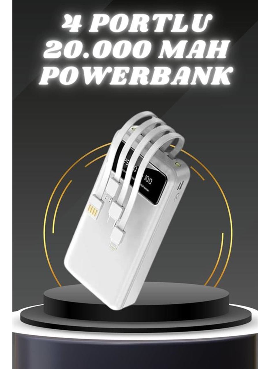 Powerbank Şarj Cihazı 4 Çıkışlı 20.000 MAH Powerbank Kompakt Yüksek Kapasiteli Hızlı Şarj