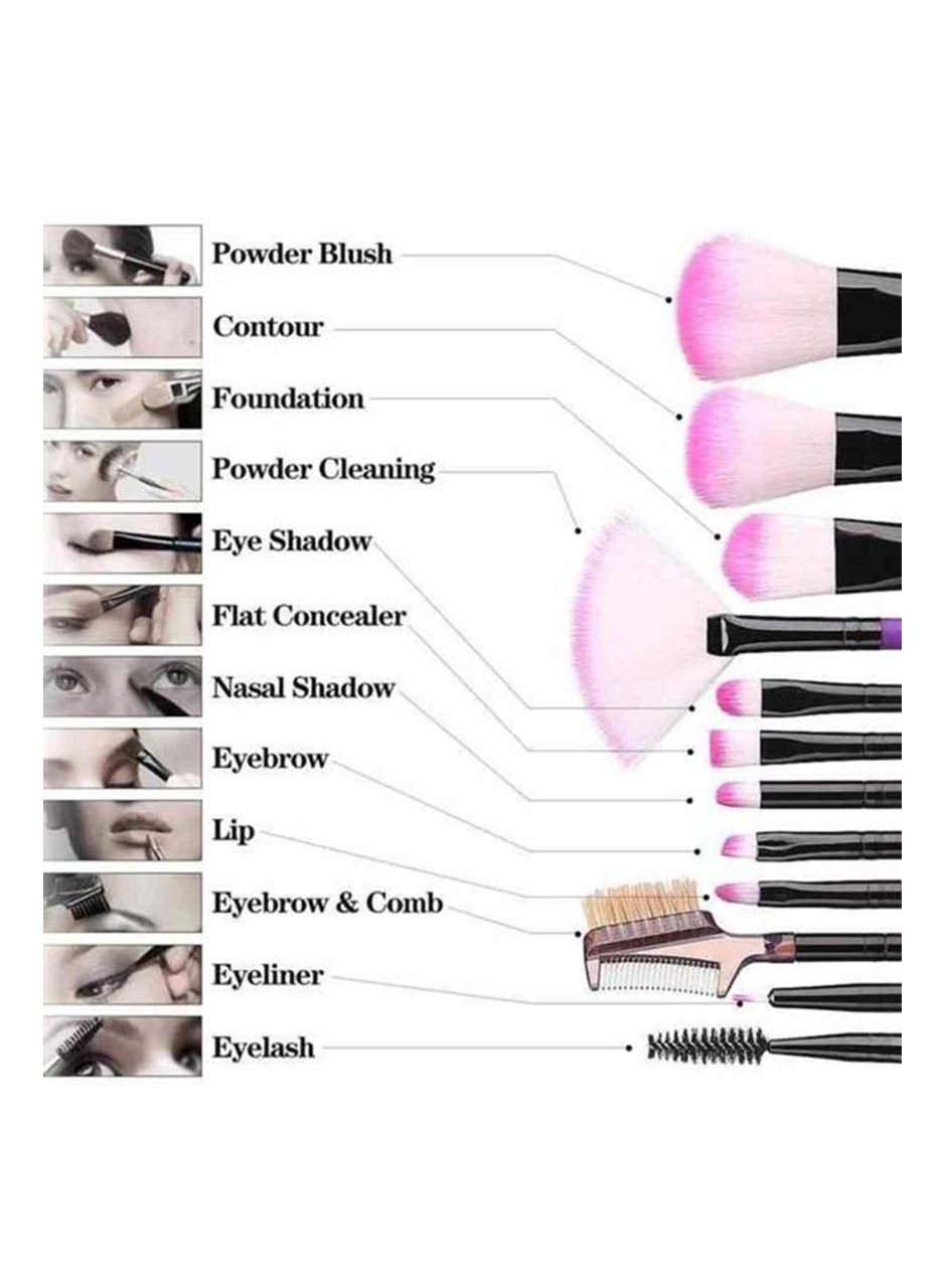 Makyaj Fırçası 12 Parça Set Yumuşak Uçlu Göz Makyajına Uygun Hafif ve Taşınabilir Çanta