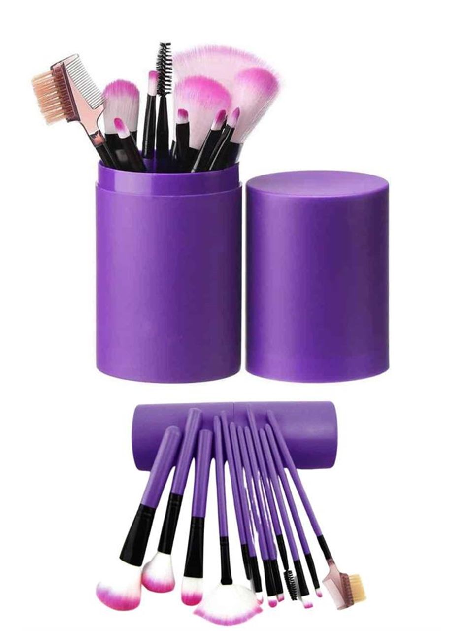 Makyaj Fırçası 12 Parça Set Yumuşak Uçlu Göz Makyajına Uygun Hafif ve Taşınabilir Çanta