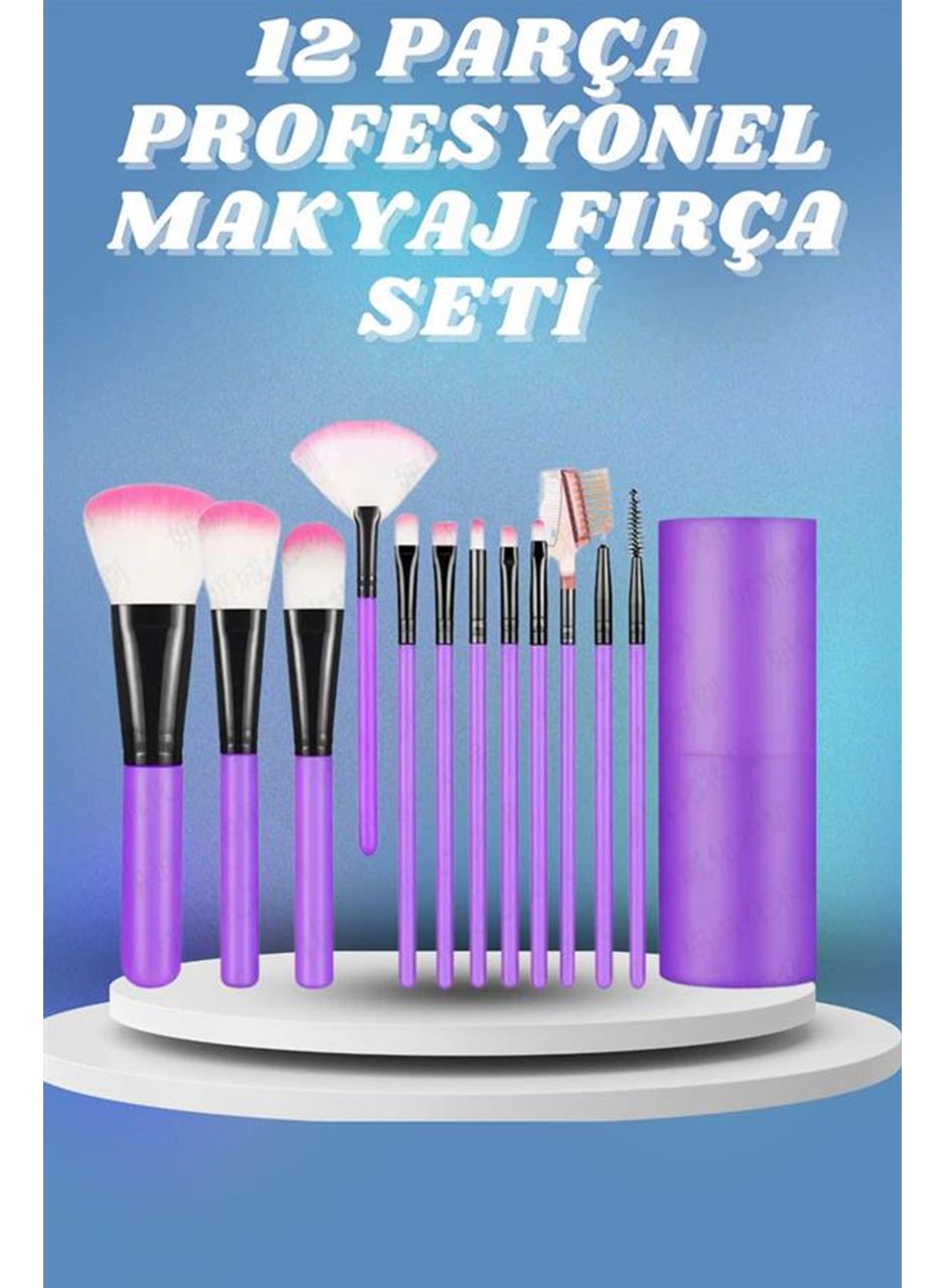 12 Parça Yumuşak Uçlu Makyaj Fırça Set-Göz ve Yüz Makyajı İçin Fırça Seti Profesyonel Makyaj Seti