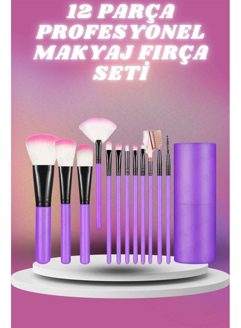 12 Parça Profesyonel Makyaj Seti Yumuşak Kıllı Yüz ve Göz Makyajına Uygun