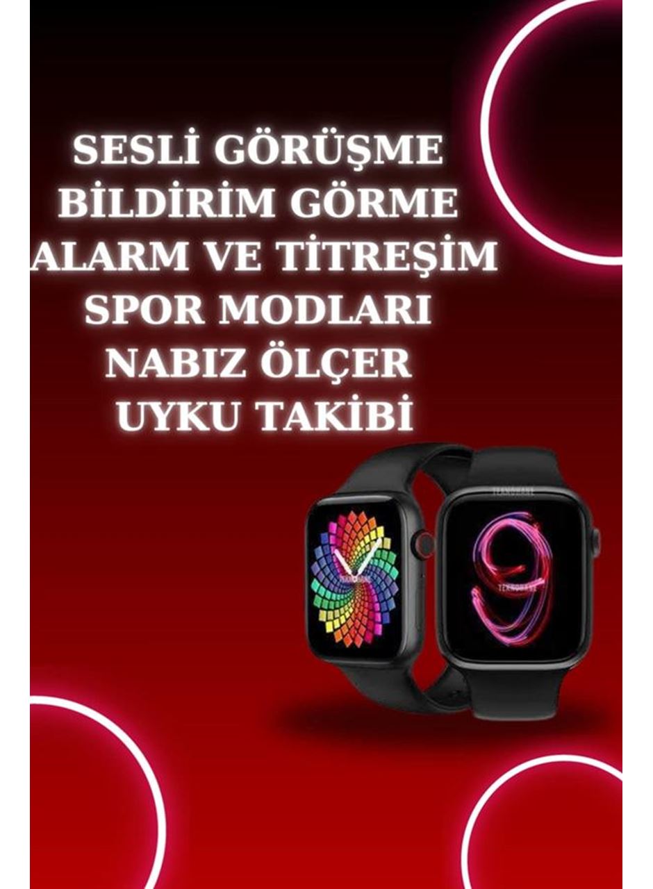 Akıllı Saat Arama Görüşme Bildirim Görme Uyku ve Sağlık Takibi Nabız Ölçer 3 Kordon Hediyeli