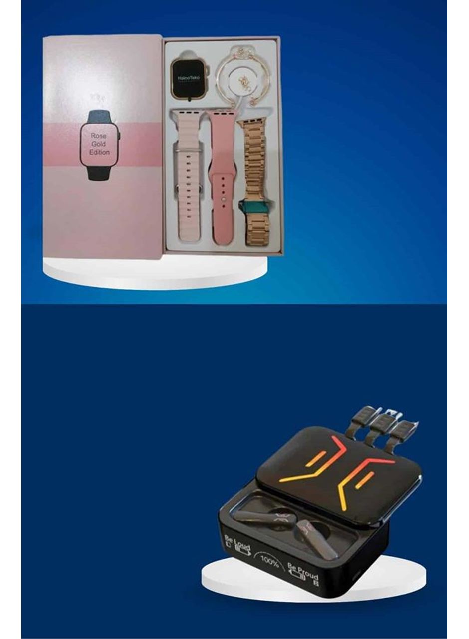 Wireless Şarjlı Akıllı Saat ve Dijital Göstergeli Kablosuz Bluetooth Kulaklık Nabız Ölçer