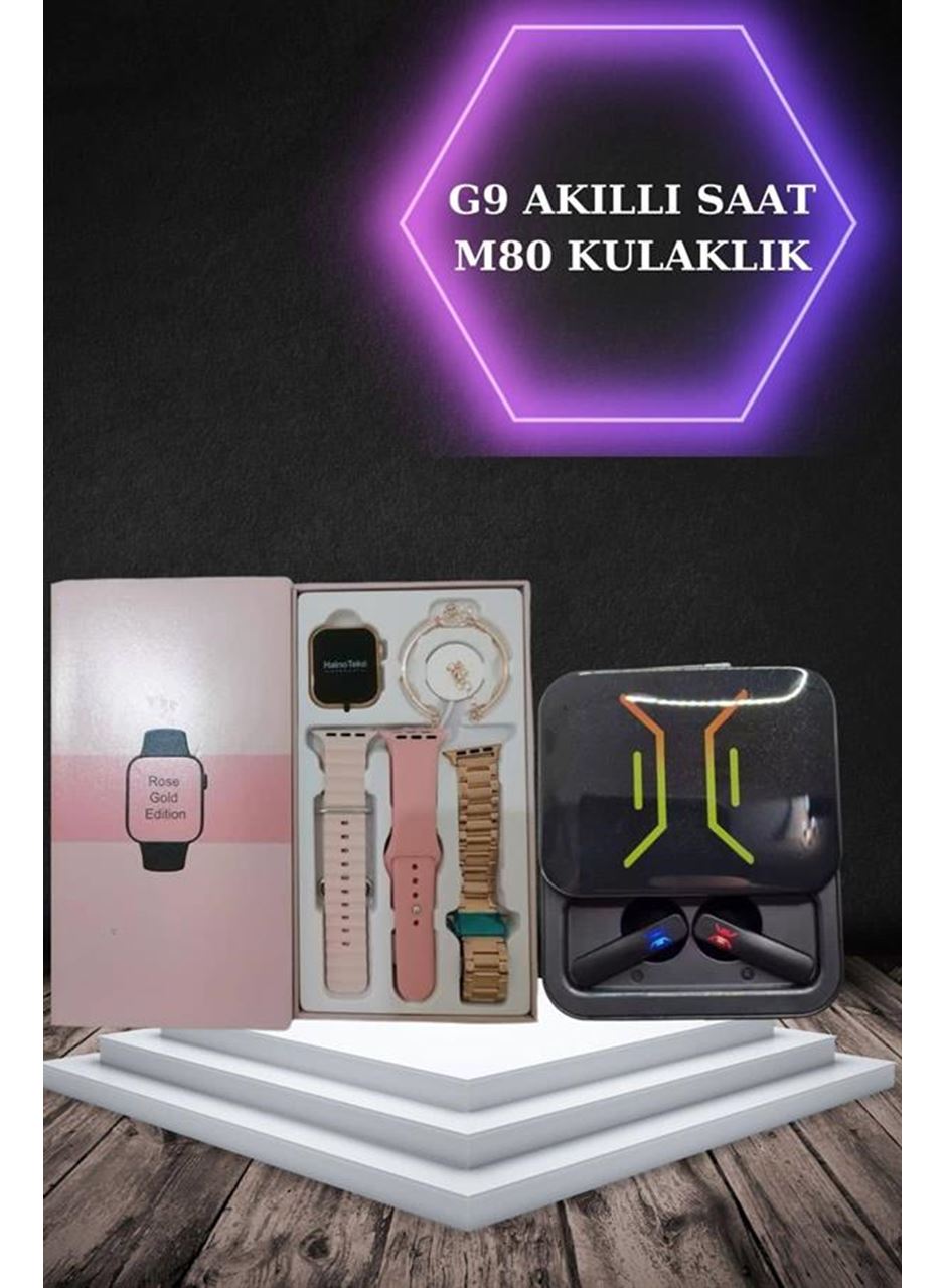 Wireless Şarjlı Akıllı Saat ve Dijital Göstergeli Kablosuz Bluetooth Kulaklık Nabız Ölçer