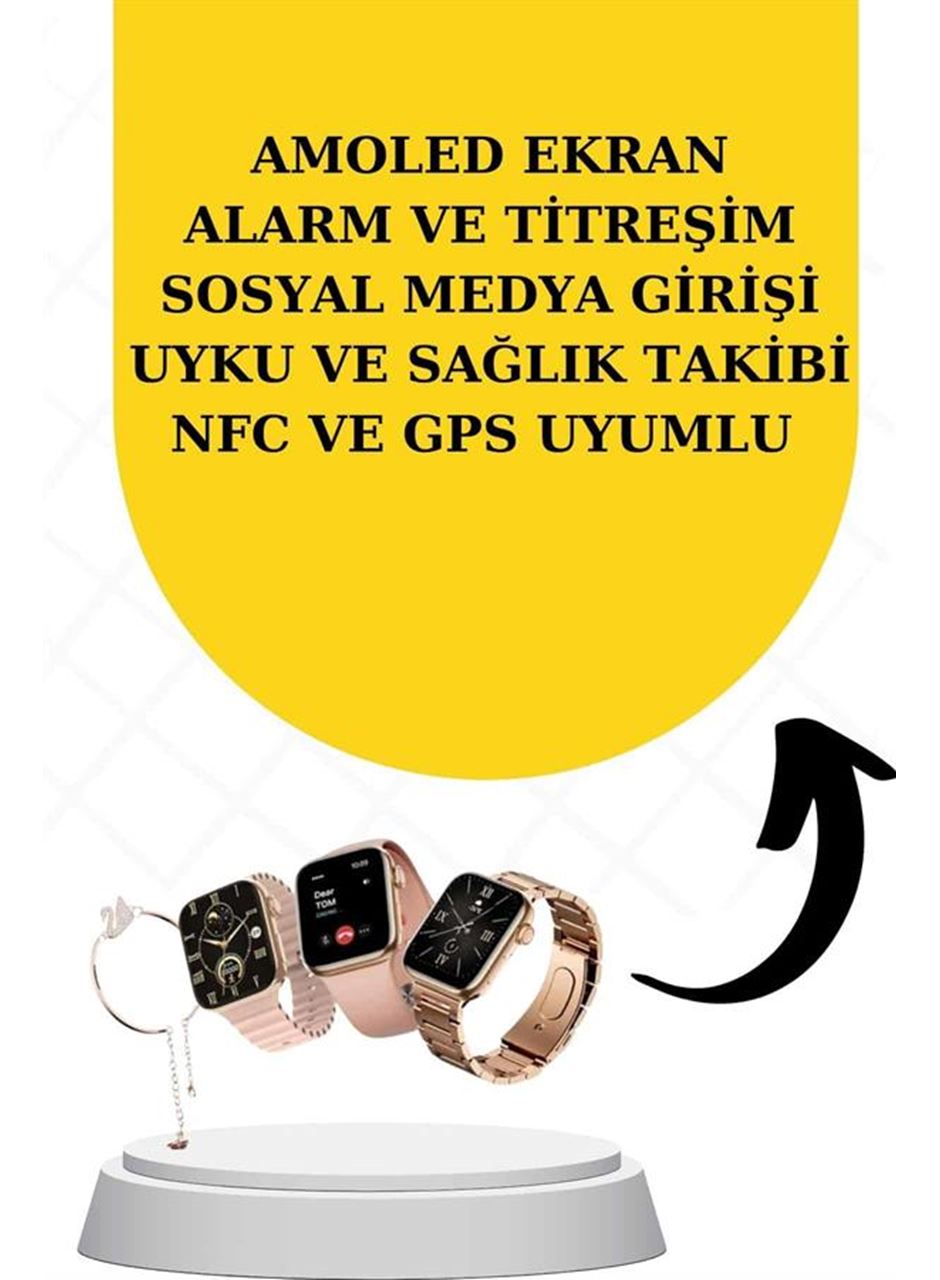 Bileklikli Amoled Ekran Akıllı Saat ve Dijital Göstergeli Kablosuz Bluetooth Kulaklık ANC/ ENC