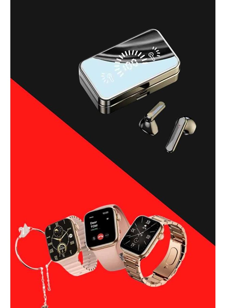 Bileklikli Amoled Ekran Akıllı Saat ve Dijital Göstergeli Kablosuz Bluetooth Kulaklık ANC/ ENC
