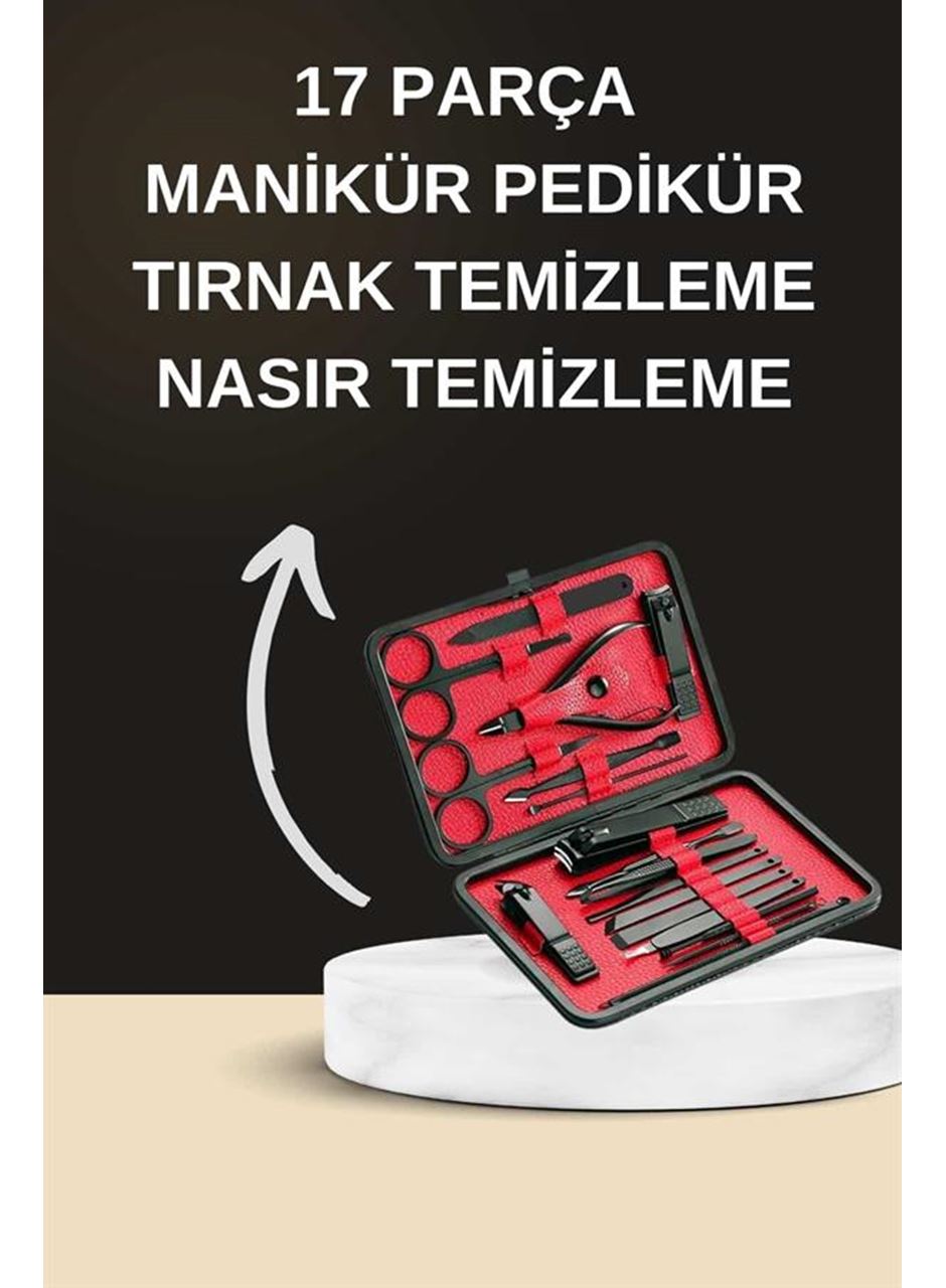 Elektrikli Manikür Pedikür Seti İkili Set 17 Parça Tırnak Bakımı Nasır Temizleme Tırnak Şekillendirme