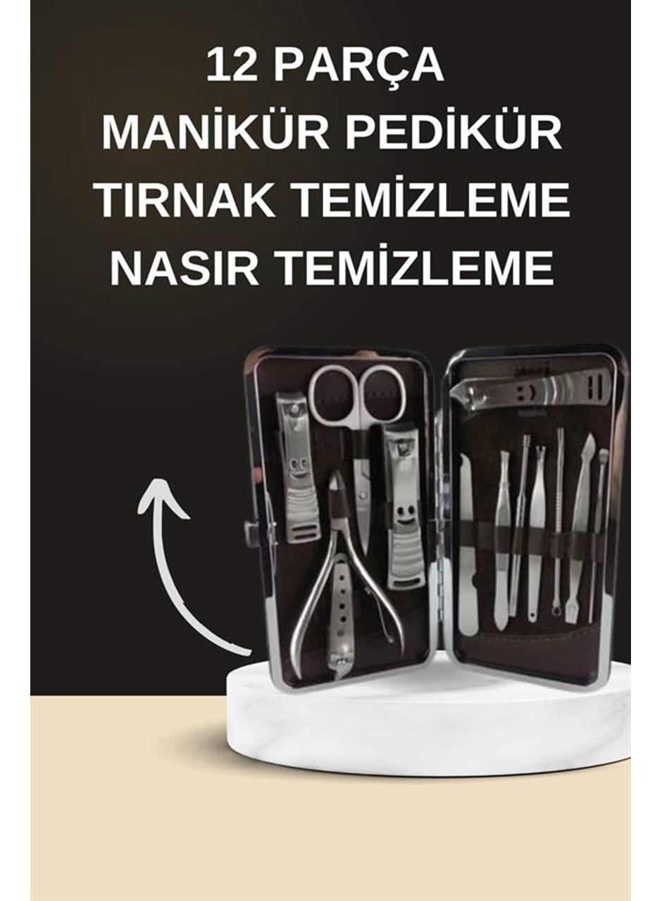 Elektrikli Manikür Pedikür Seti İkili Set 12 Parça Tırnak Bakımı Törpü Protez Çıkarma