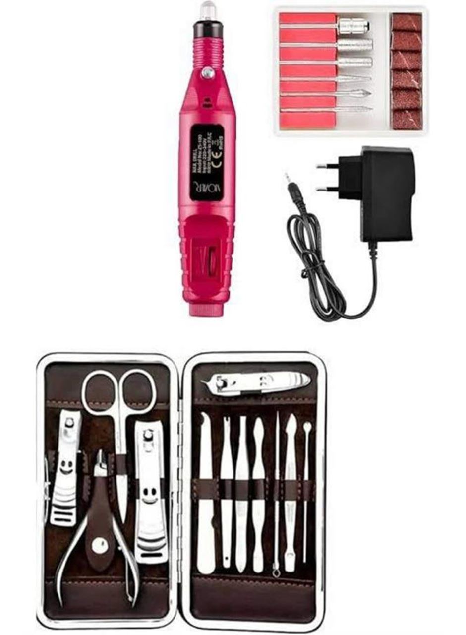 Elektrikli Manikür Pedikür Seti İkili Set 12 Parça Tırnak Bakımı Törpü Protez Çıkarma