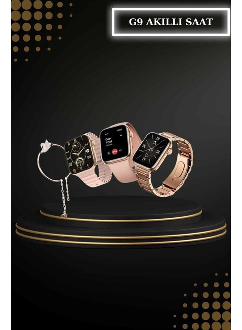 Wireless Şarjlı Pembe Akıllı Saat ve Kablosuz Bluetooth Kulaklık Dokunmatik Kontrol