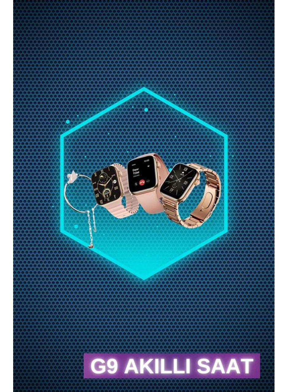 Kadınlar İçin 3 Kordonlu Akıllı Saat ve Dijital Göstergeli Powerbankli Bluetooth Kulaklık Dokunmatik Kontrol