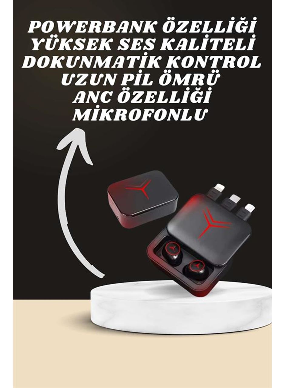 Dijital Göstergeli Powerbank Kablosuz Kulaklık ve 7 Kordonlu Yeni Nesil Akıllı Saat Dokunmatik Kontrol