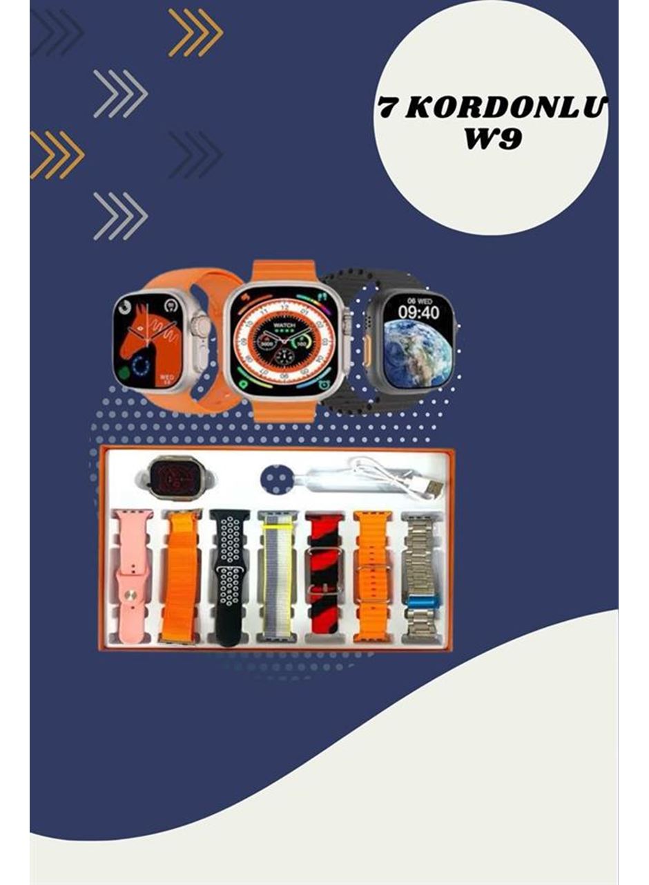 Dijital Göstergeli Powerbank Kablosuz Kulaklık ve 7 Kordonlu Yeni Nesil Akıllı Saat Dokunmatik Kontrol