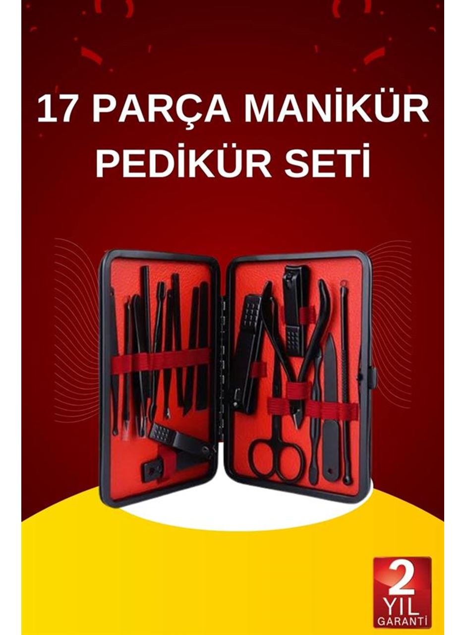 17 Parça El Ayak Bakım Seti Tırnak Temizleme Manikür Pedikür Cımbız Törpü Tırnak Makası