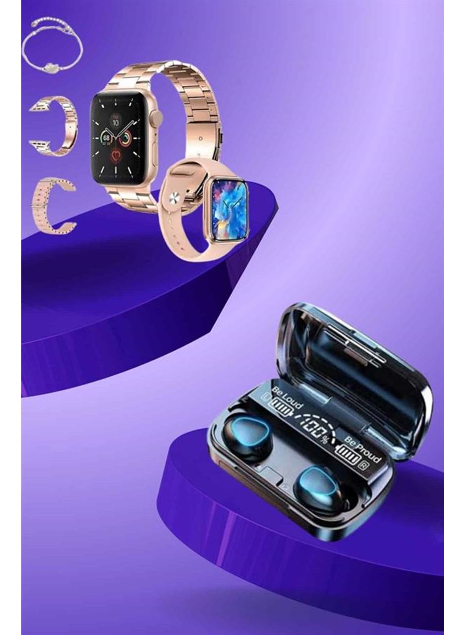 Aksesuar Hediyeli Akıllı Saat ve Dijital Göstergeli Powerbankli Bluetooth Kulaklık