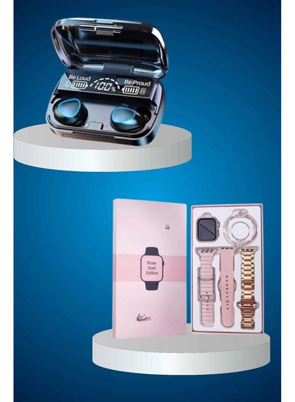 Aksesuar Hediyeli Akıllı Saat ve Dijital Göstergeli Powerbankli Bluetooth Kulaklık