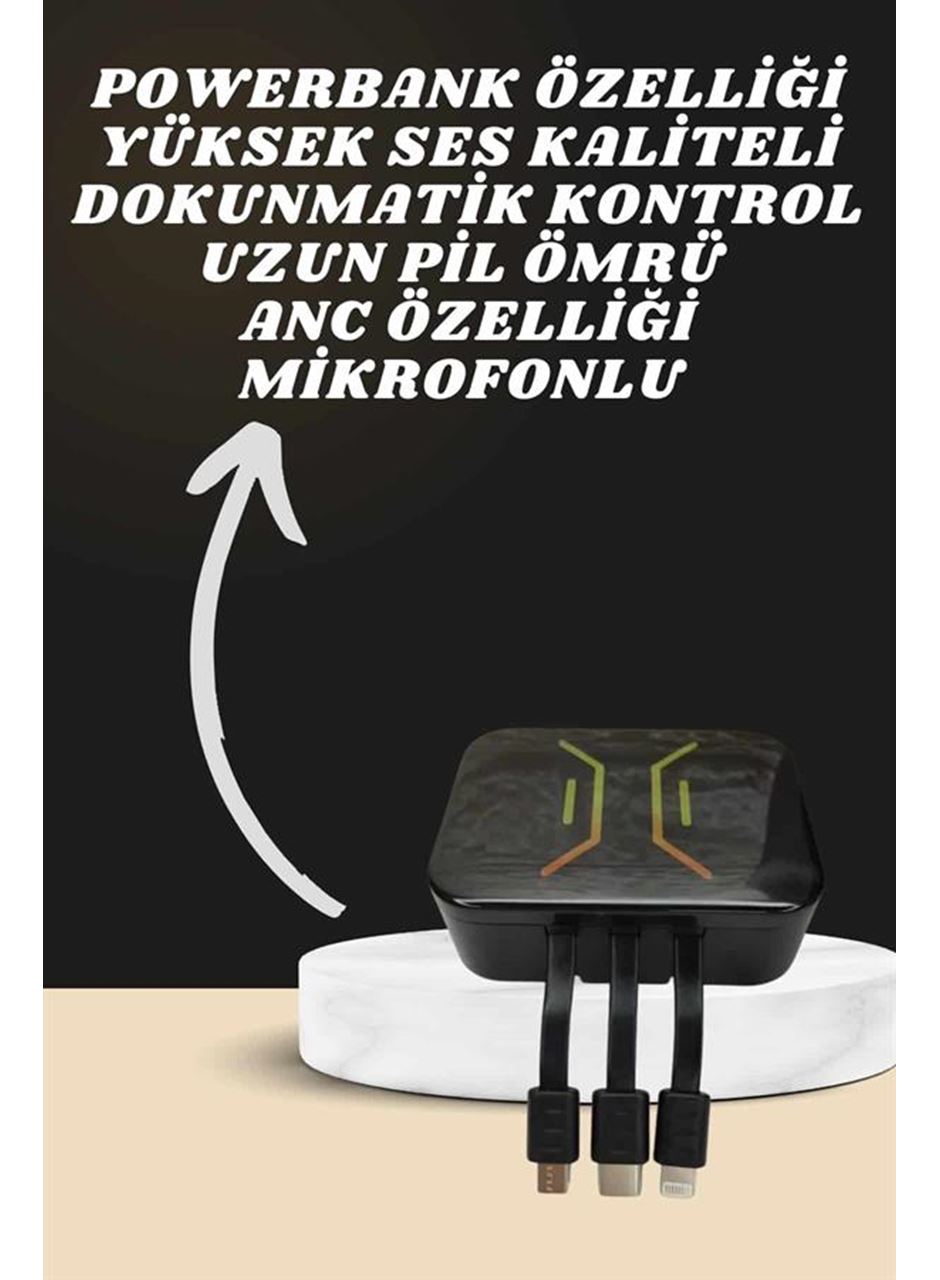 Powerbank Kulaklık ve 7 Kordonlu Akıllı Saat Çoklu Şarj Girişi Bluetooth Bağlantılı