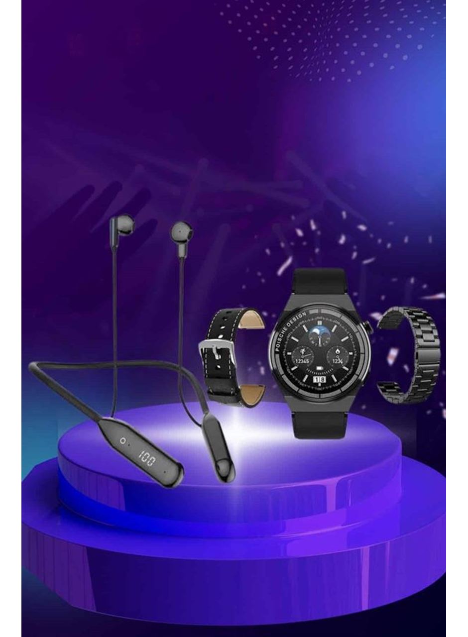 Alarm ve Titreşim Özellikli Akıllı Saat ve Mikrofonlu Kablolu Bluetooth Kulaklık 60 Saat