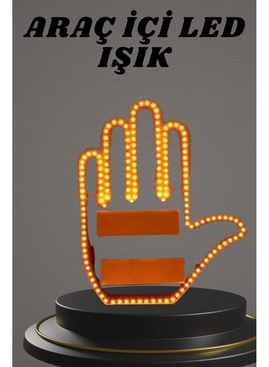 El Orta Parmak Led Kumandalı Araç İçi Reflektör Arka Cam El Simgesi
