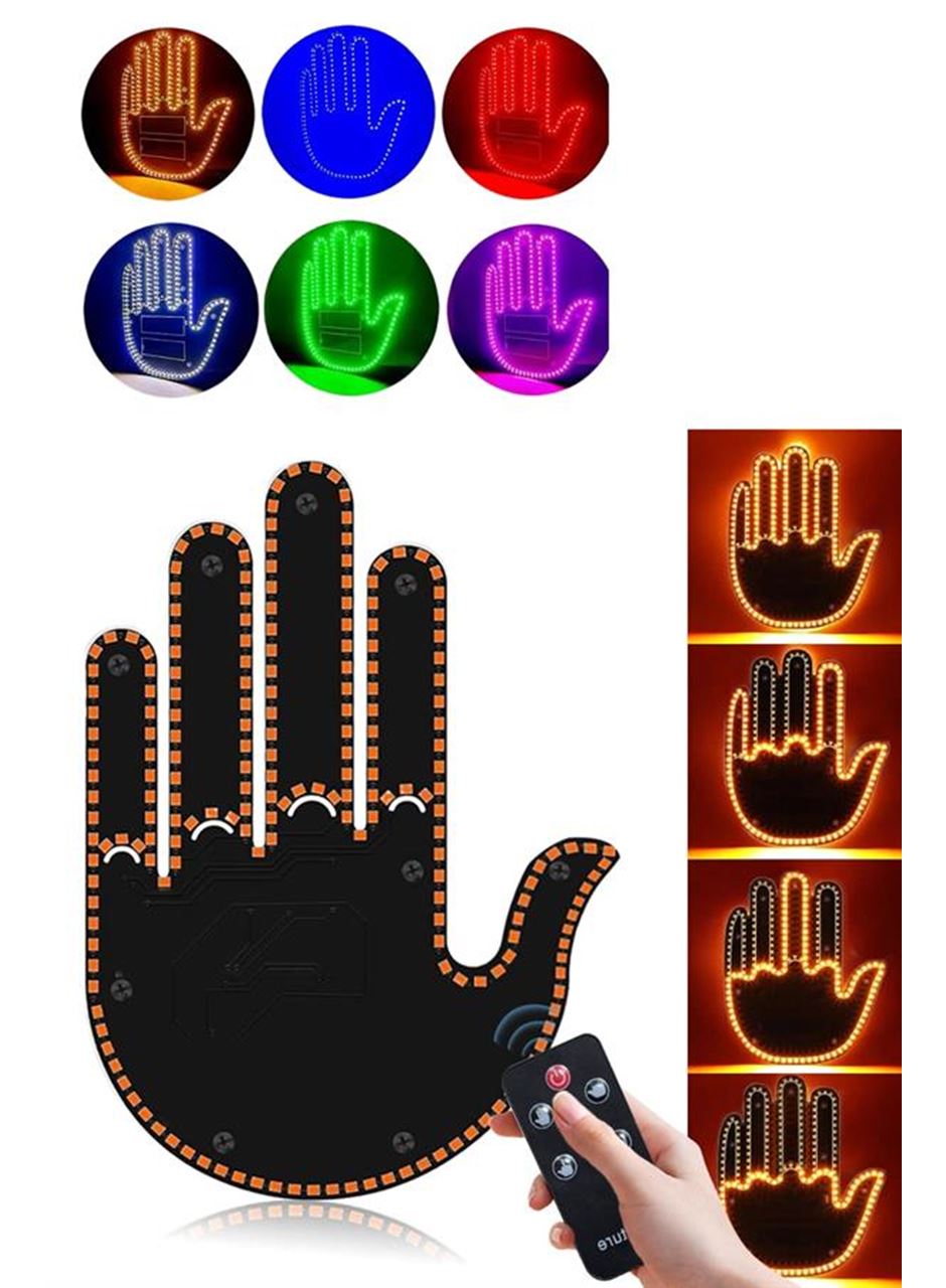 Pilli Led Işık Araç Camı İçin Uzaktan Kumandalı El Simgesi