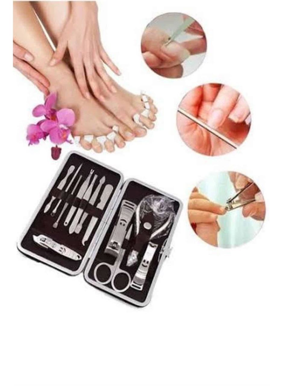12 Parça Paslanmaz Çelik Kompakt ve Taşınabilir Manikür Makası Tırnak Makası
