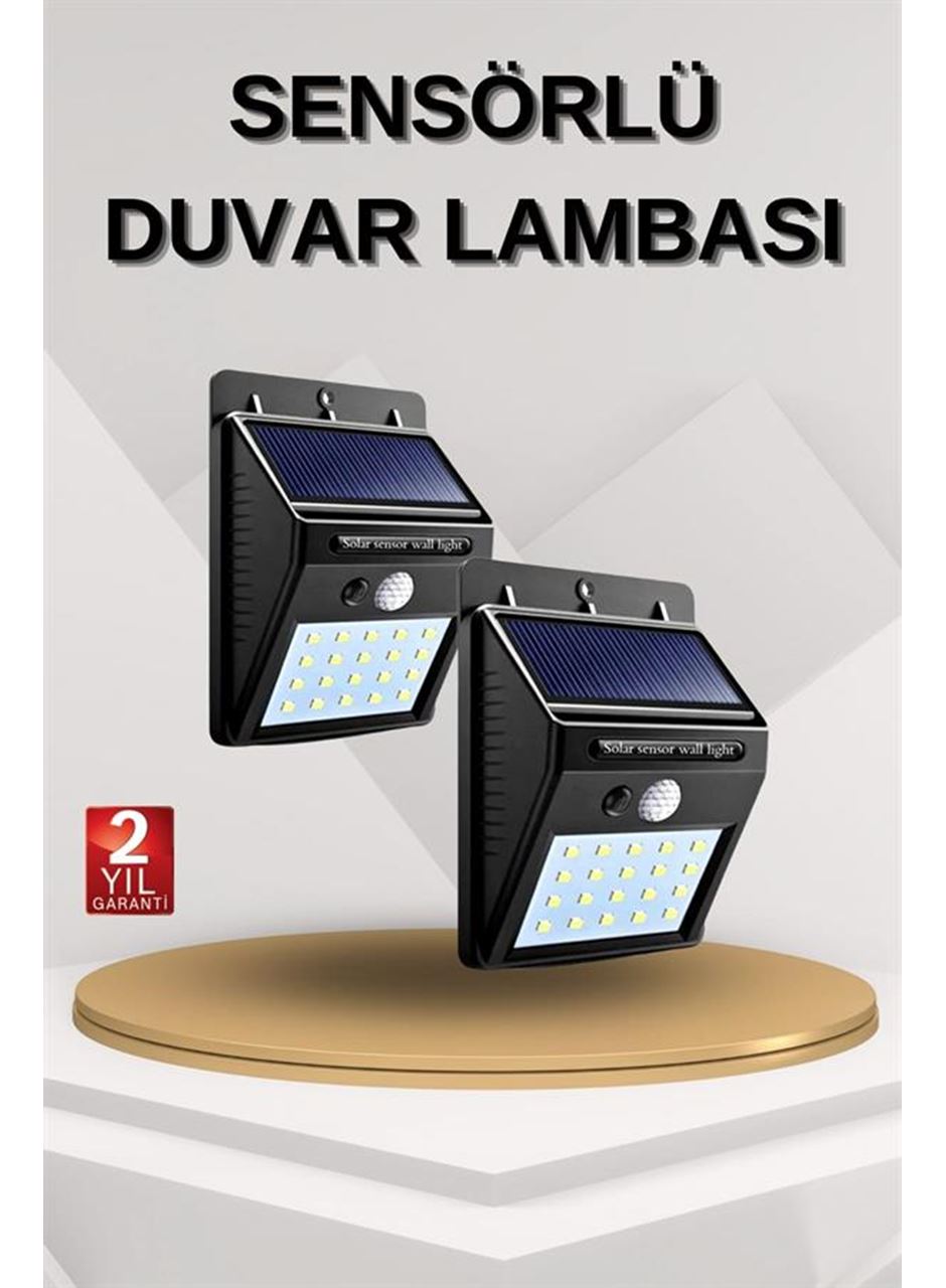 Solar Sensörlü Duvar Lambası Bahçe Lamba 20 Led Işık