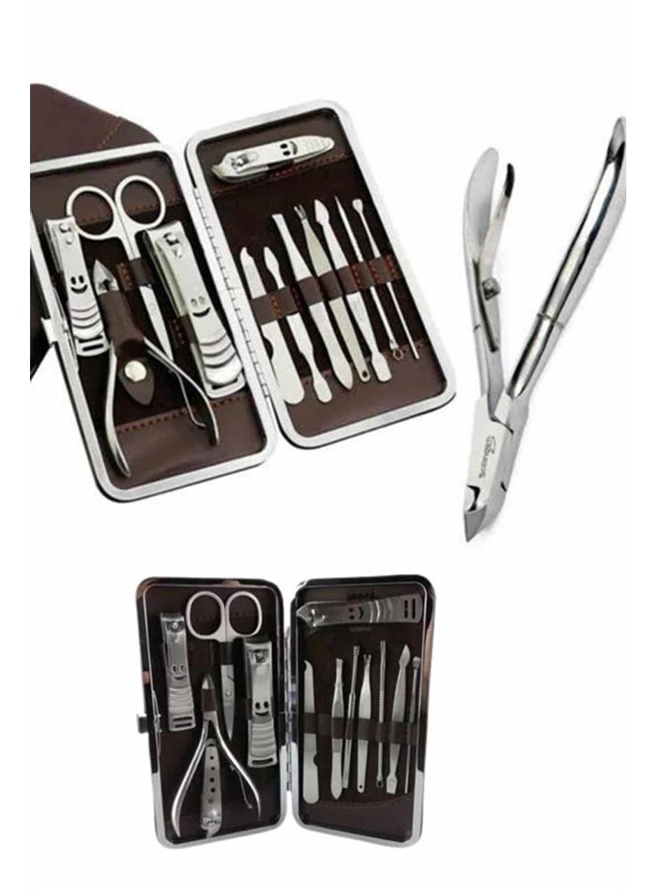 12 Parça Paslanmaz Çelik Kompakt ve Taşınabilir Manikür Makası Tırnak Makası