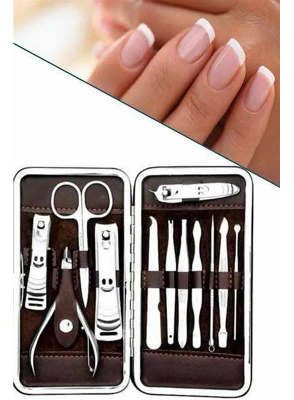 12 Parça Manikür Pedikür Seti Özel Deri Çanta El Ayak Bakımı Akne ve Sivilce Temizleme