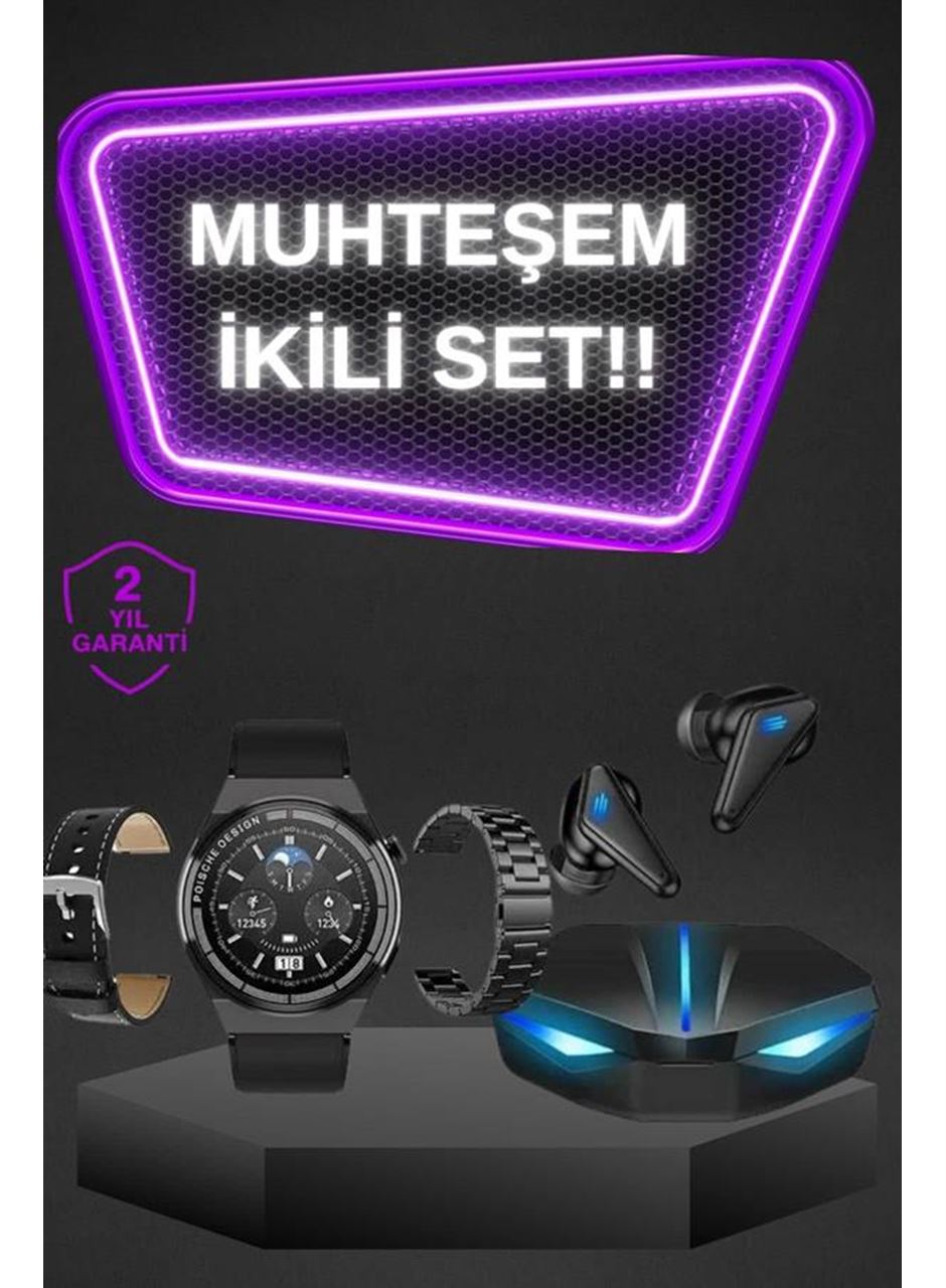 Kablosuz Bluetooth Bağlantılı Kulaklık ve Dokunmatik Ekran Akıllı Saat Arama Cevaplama