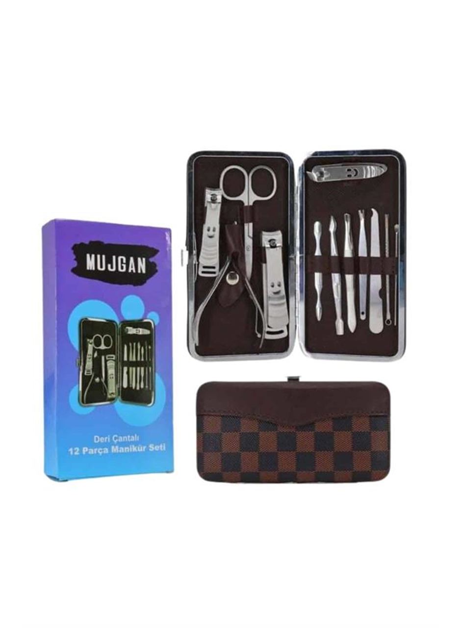 12 Parça Manikür Pedikür Seti Özel Deri Çanta El Ayak Bakımı Akne ve Sivilce Temizleme