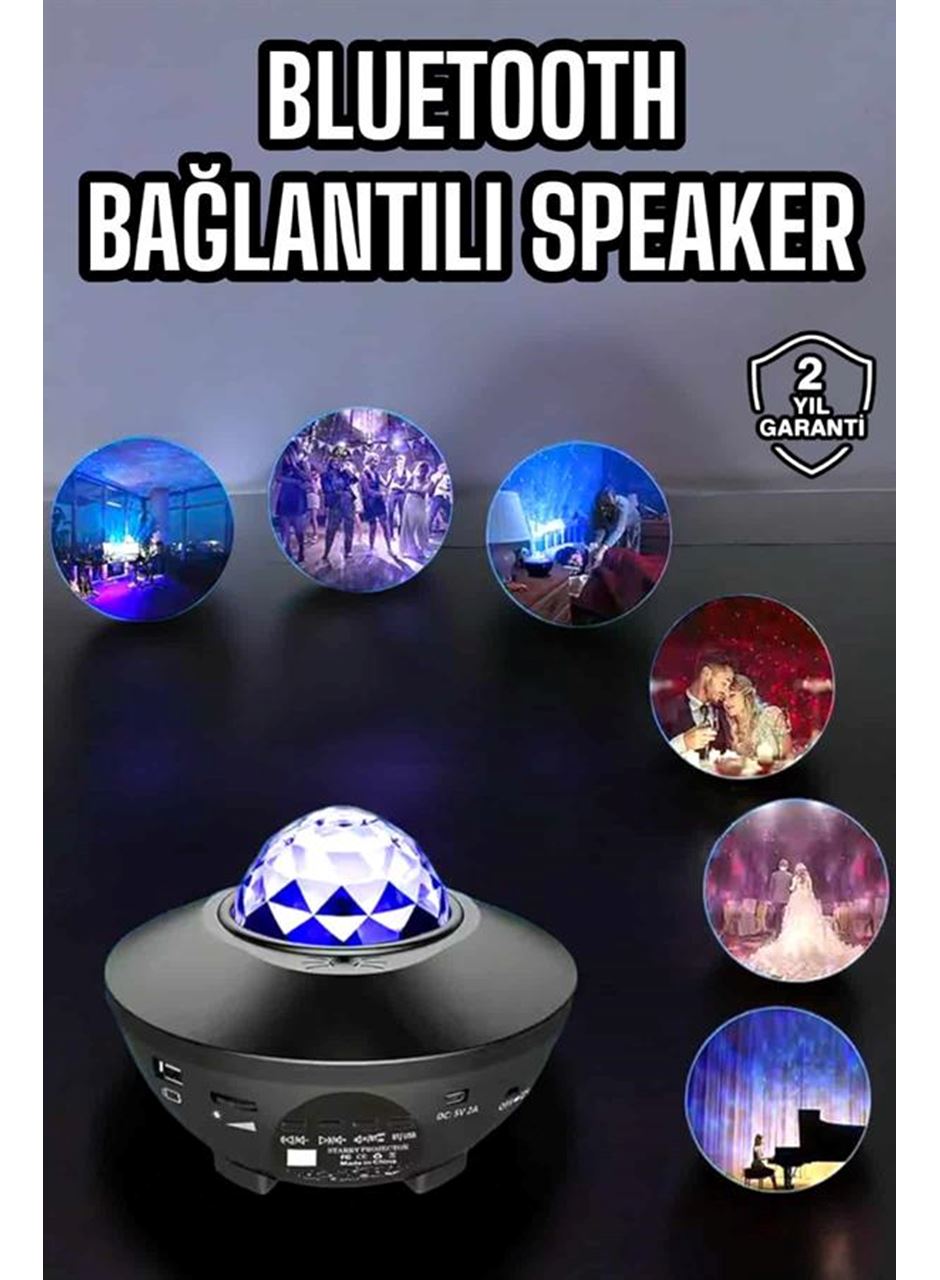 Çocuklara Özel Şarjlı Bluetooth Hoparlör Parti Led Lambası Yıldızlı Projeksiyon