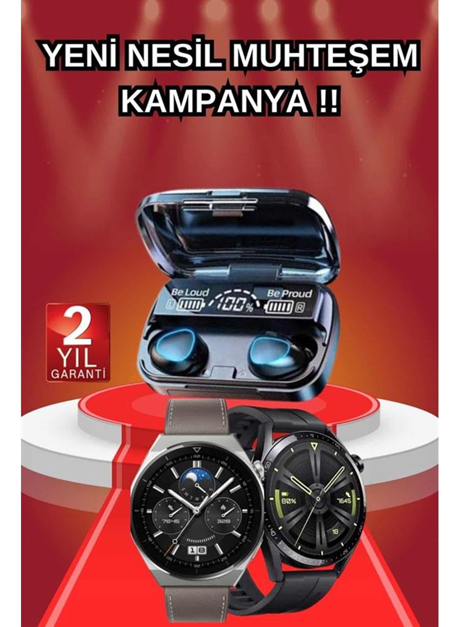 İkili Set Akıllı Saat Ve Bluetooth Kulaklık Kablosuz Uzun Pil Ömrü Spor Modları