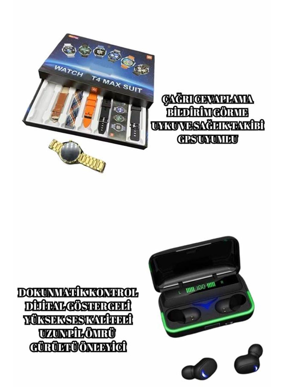 Powerbank Bluetooth Kulaklık Ve Akıllı Saat 7 Kordonlu Metal Kordon Plastik Kordon