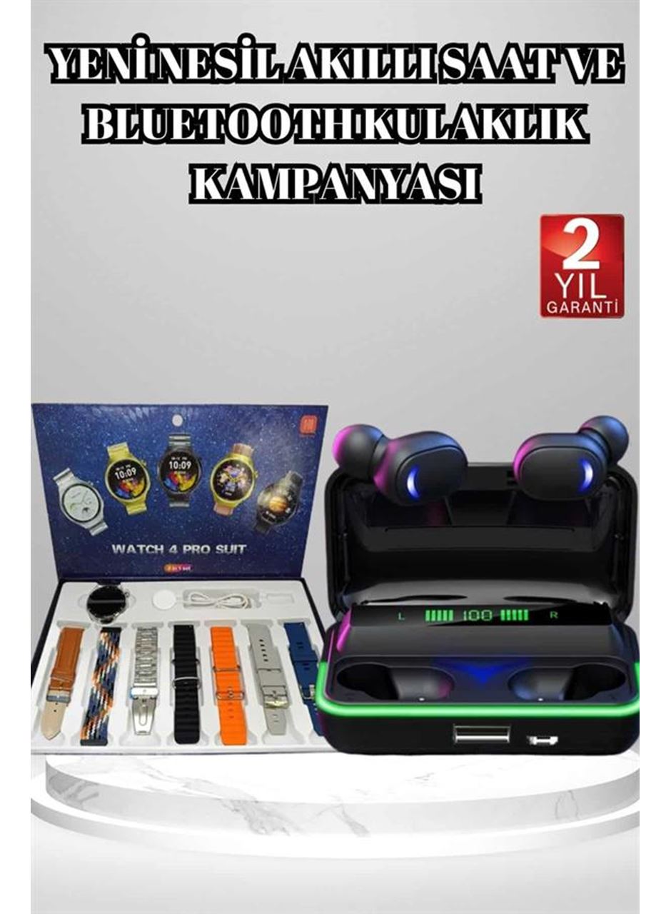 Powerbank Bluetooth Kulaklık Ve Akıllı Saat 7 Kordonlu Metal Kordon Plastik Kordon