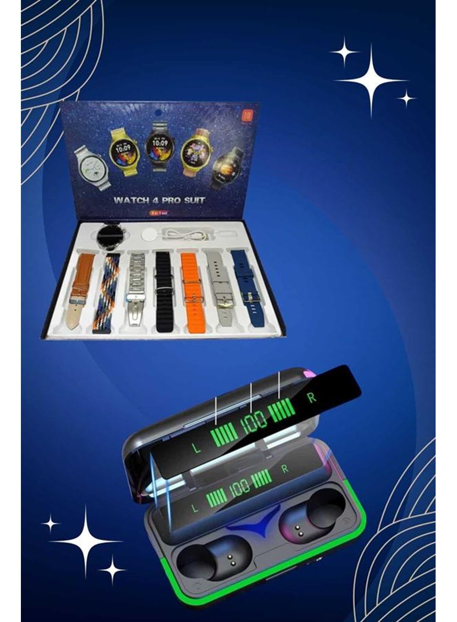 Powerbank Bluetooth Kulaklık Ve Akıllı Saat 7 Kordonlu Metal Kordon Plastik Kordon