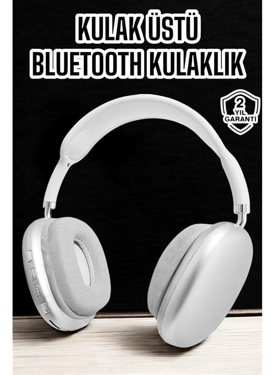 P9 Plus Kablosuz Kulak Üstü Bluetooth Kulaklık Beyaz Yüksek Ses Kaliteli