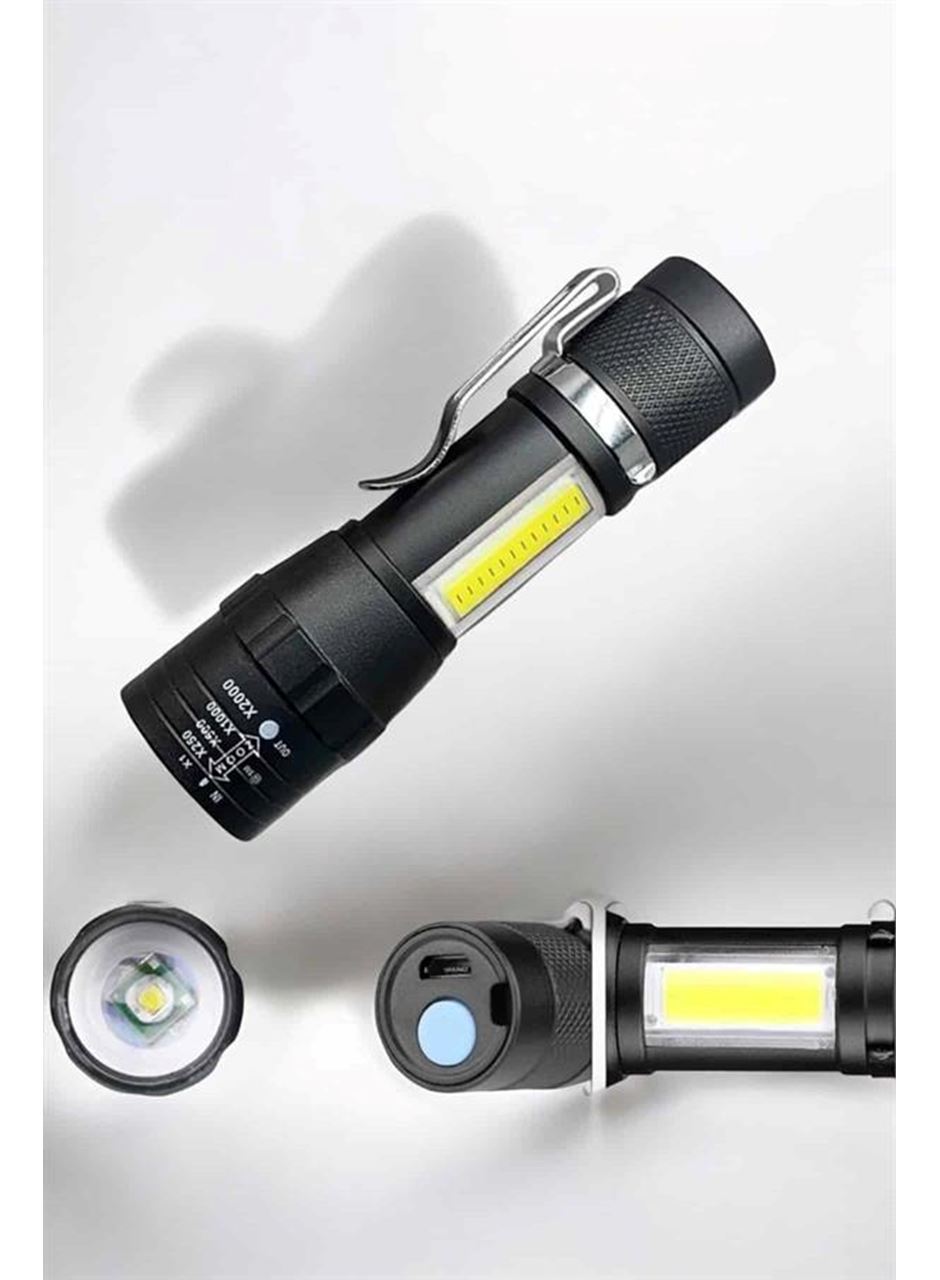El Feneri Led USB Şarjlı Zoom Mini Led Işık Acil Durum Feneri