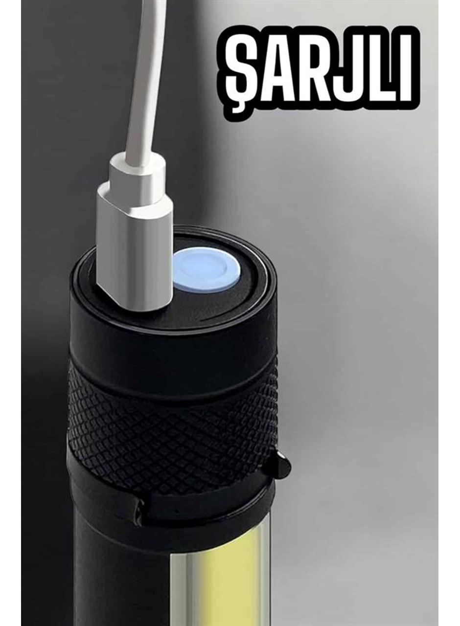 El Feneri Led USB Şarjlı Zoom Mini Led Işık Acil Durum Feneri