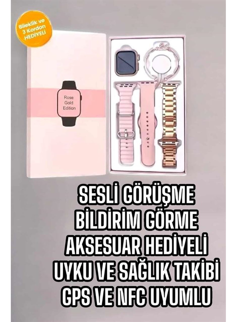 Akıllı Saat Amoled Ekran 3 Kordonlu Aksesuar Hediyeli Sesli Görüşme