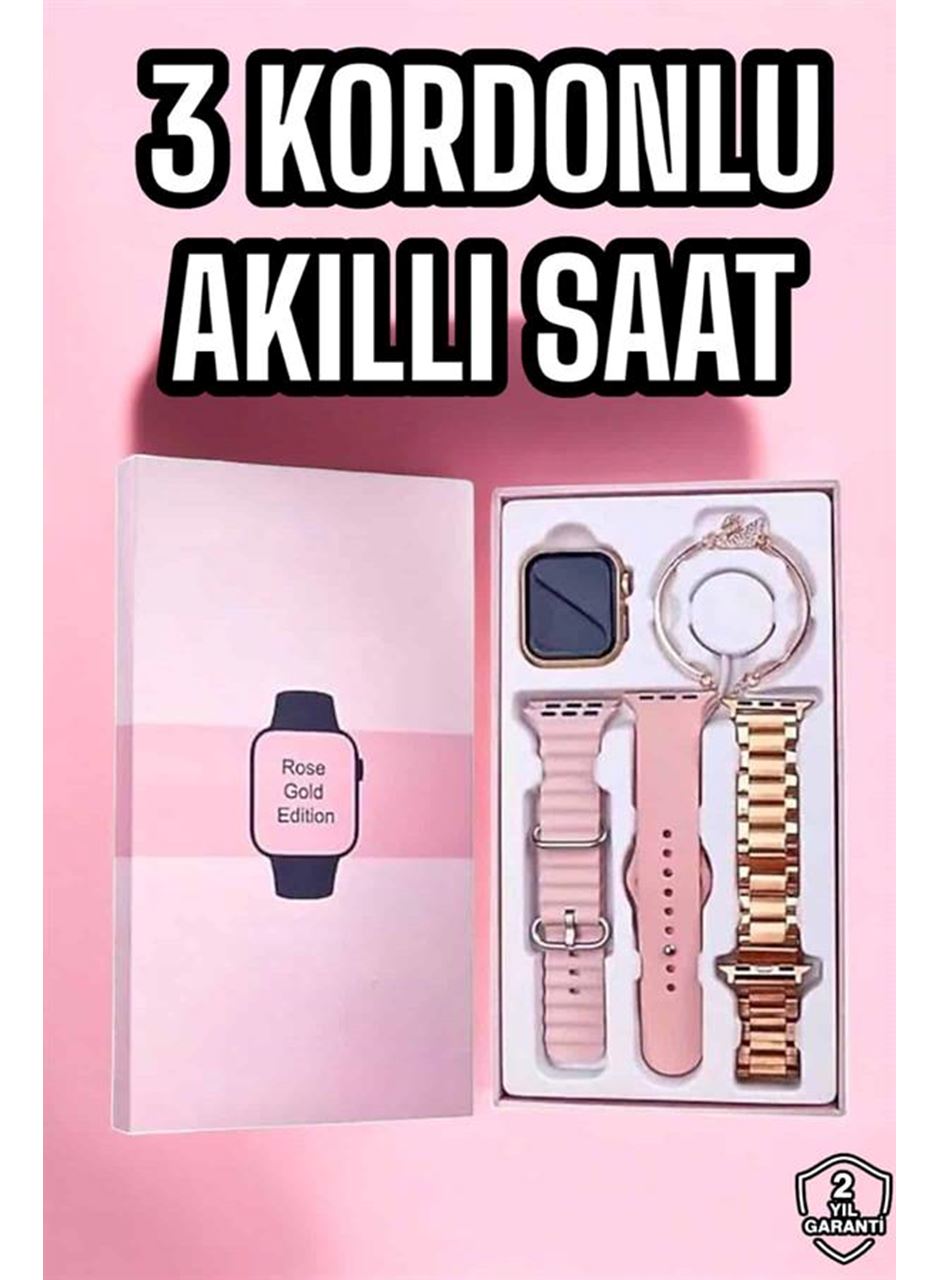 Akıllı Saat Amoled Ekran 3 Kordonlu Aksesuar Hediyeli Sesli Görüşme