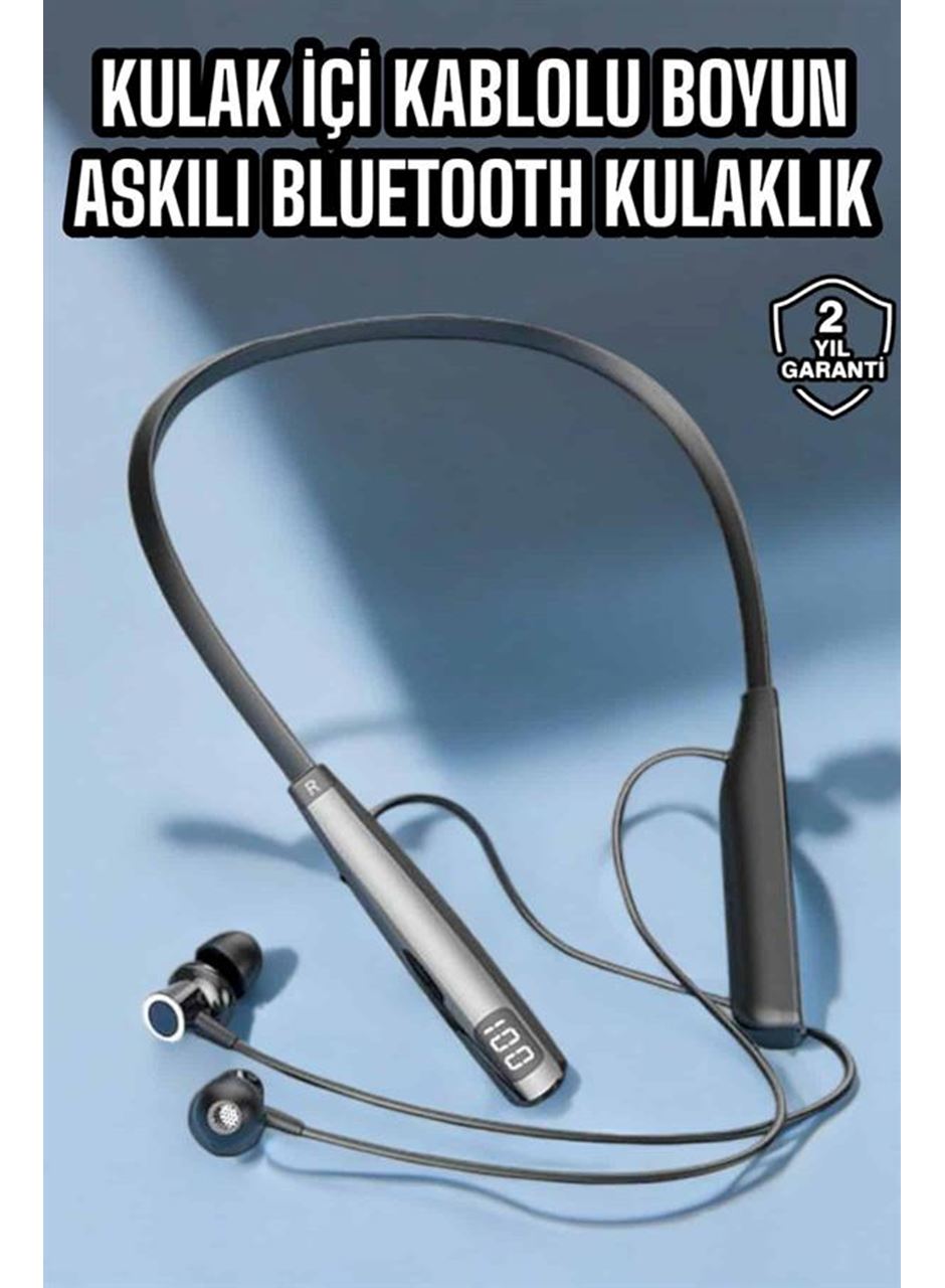Boyun Askılı Bluetooth Kulaklık Uzun Şarj Süreli Dijital Göstergeli Kablolu